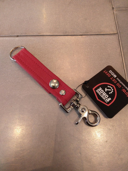 Leather Keychain - Red